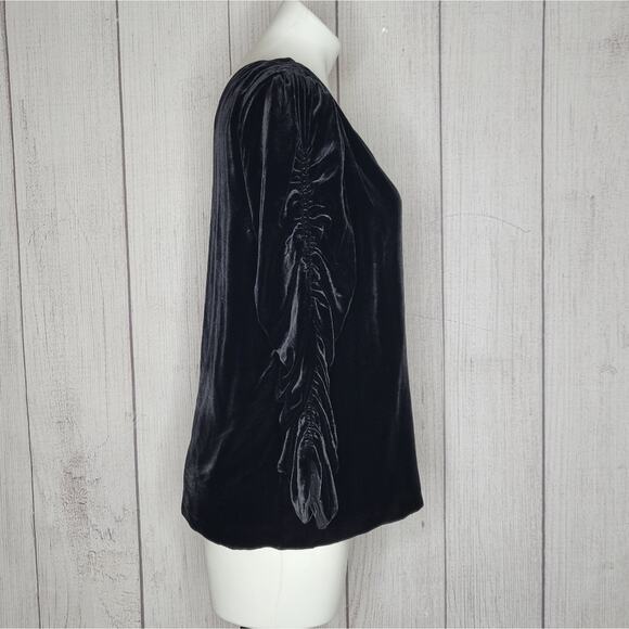 Joie Wayman Black Velvet One Shoulder Top, size 10 - Picture 2 of 9
